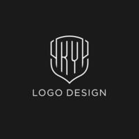 Initial KY logo monoline shield icon shape with luxury style vector