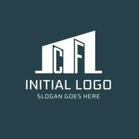 Initial CF logo for real estate with simple building icon design ideas vector