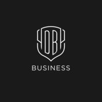 Initial DB logo monoline shield icon shape with luxury style vector