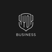 Initial YO logo monoline shield icon shape with luxury style vector