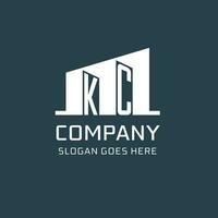 Initial KC logo for real estate with simple building icon design ideas vector