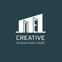 Initial NE logo for real estate with simple building icon design ideas vector