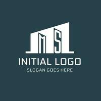 Initial MS logo for real estate with simple building icon design ideas vector