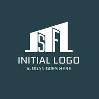 Initial SF logo for real estate with simple building icon design ideas vector