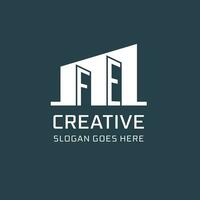 Initial FE logo for real estate with simple building icon design ideas vector