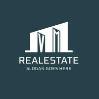 Initial VM logo for real estate with simple building icon design ideas vector