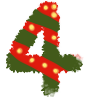 numeri 4 ispirato di Natale con rosso e verde e giallo png