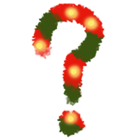 Question Mark, Red , green and yellow , Christmas png