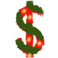 dollar teken, rood , groen en geel , Kerstmis png