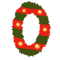 Numbers 0 inspired by Christmas with red and green and yellow png