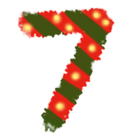 getallen 7 geïnspireerd door Kerstmis met rood en groen en geel png
