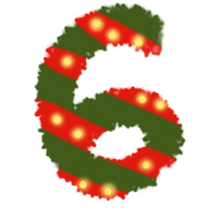 getallen 6 geïnspireerd door Kerstmis met rood en groen en geel png
