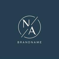 Initial letter NA logo monogram with circle line style vector