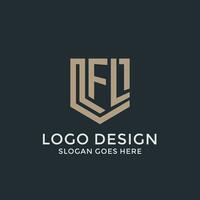 Initial FL logo shield guard shapes logo idea vector