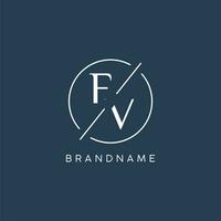 Initial letter FV logo monogram with circle line style vector