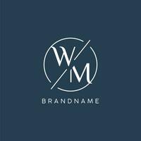 Initial letter WM logo monogram with circle line style vector