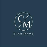 Initial letter CM logo monogram with circle line style vector