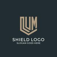 Initial UM logo shield guard shapes logo idea vector