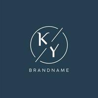 Initial letter KY logo monogram with circle line style vector