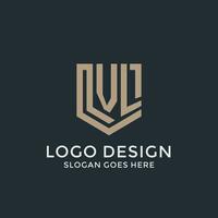 Initial VL logo shield guard shapes logo idea vector