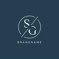 Initial letter SG logo monogram with circle line style vector