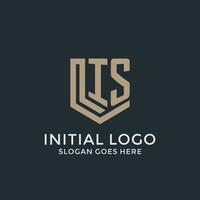 Initial IS logo shield guard shapes logo idea vector