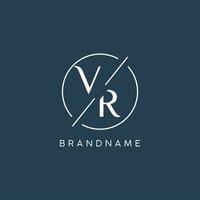 Initial letter VR logo monogram with circle line style vector