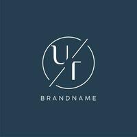 Initial letter UT logo monogram with circle line style vector