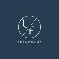 Initial letter UF logo monogram with circle line style vector