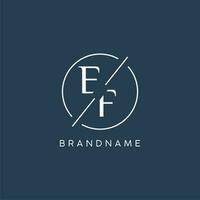 Initial letter EF logo monogram with circle line style vector