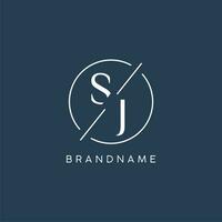 Initial letter SJ logo monogram with circle line style vector
