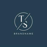 Initial letter TS logo monogram with circle line style vector