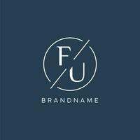 Initial letter FU logo monogram with circle line style vector