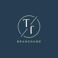 Initial letter TT logo monogram with circle line style vector