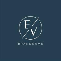 Initial letter EV logo monogram with circle line style vector