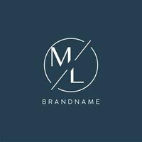 Initial letter ML logo monogram with circle line style vector