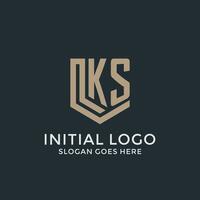 Initial KS logo shield guard shapes logo idea vector