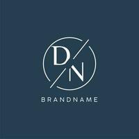Initial letter DN logo monogram with circle line style vector