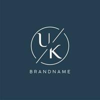 Initial letter UK logo monogram with circle line style vector