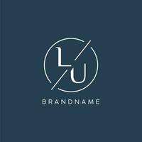 Initial letter LU logo monogram with circle line style vector