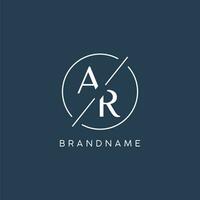 Initial letter AR logo monogram with circle line style vector