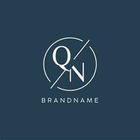 Initial letter QN logo monogram with circle line style vector