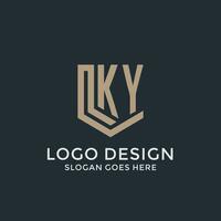 Initial KY logo shield guard shapes logo idea vector