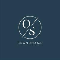 Initial letter OS logo monogram with circle line style vector