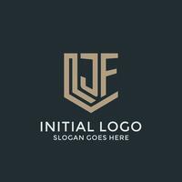 Initial JF logo shield guard shapes logo idea vector