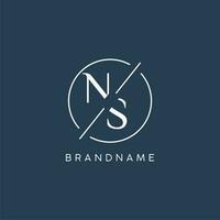 Initial letter NS logo monogram with circle line style vector