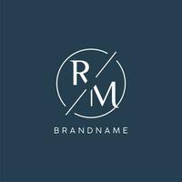 Initial letter RM logo monogram with circle line style vector