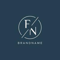 Initial letter FN logo monogram with circle line style vector