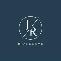 Initial letter JR logo monogram with circle line style vector
