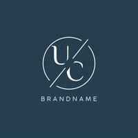 Initial letter UC logo monogram with circle line style vector